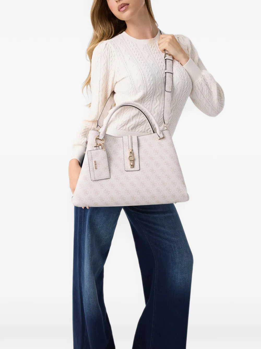 GUESS USA Yvonne logo tote bag Beige