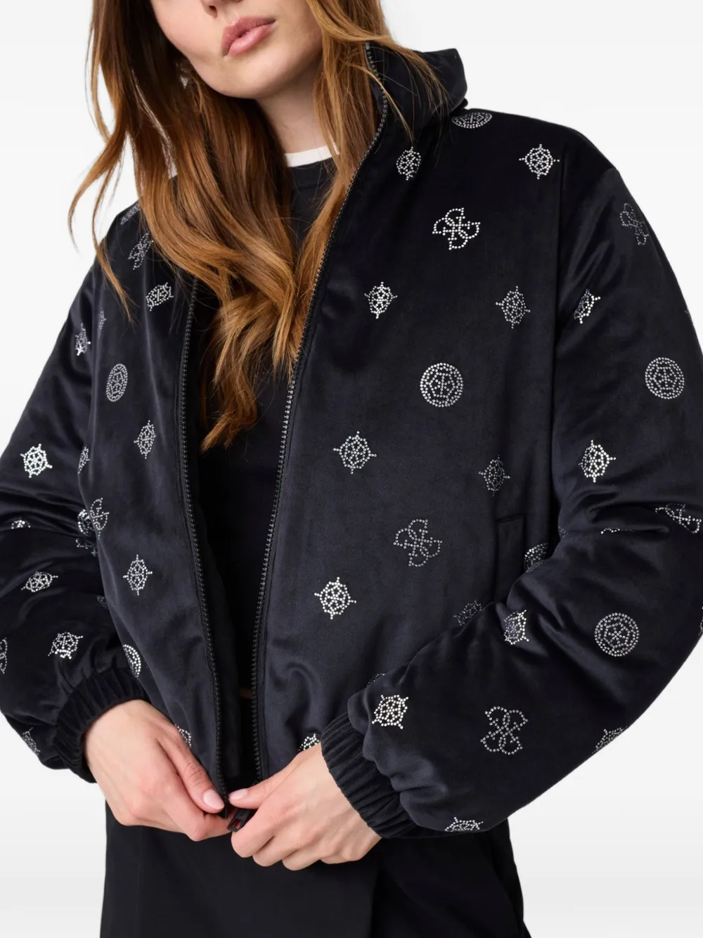 GUESS USA Amalia allover peony puffer jacket - Schwarz