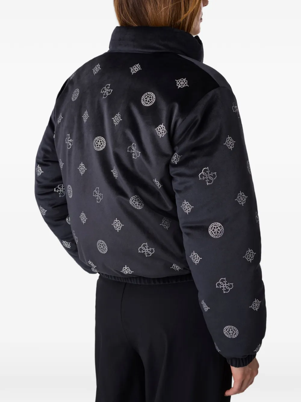 GUESS USA Amalia allover peony puffer jacket Zwart