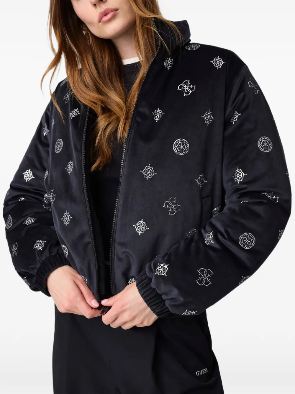 GUESS USA Amalia allover peony puffer jacket - Schwarz