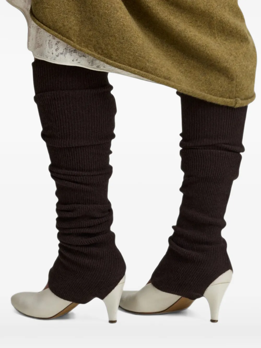 extreme cashmere nº266 Ballet ribbed-knit leg warmers - Marrone