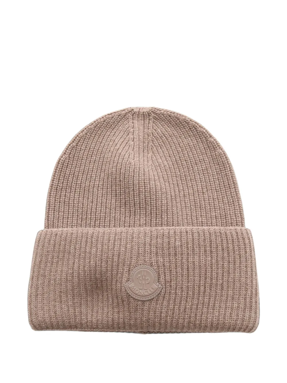 Moncler Vintage 2020s logo-patch beanie hat in Brown