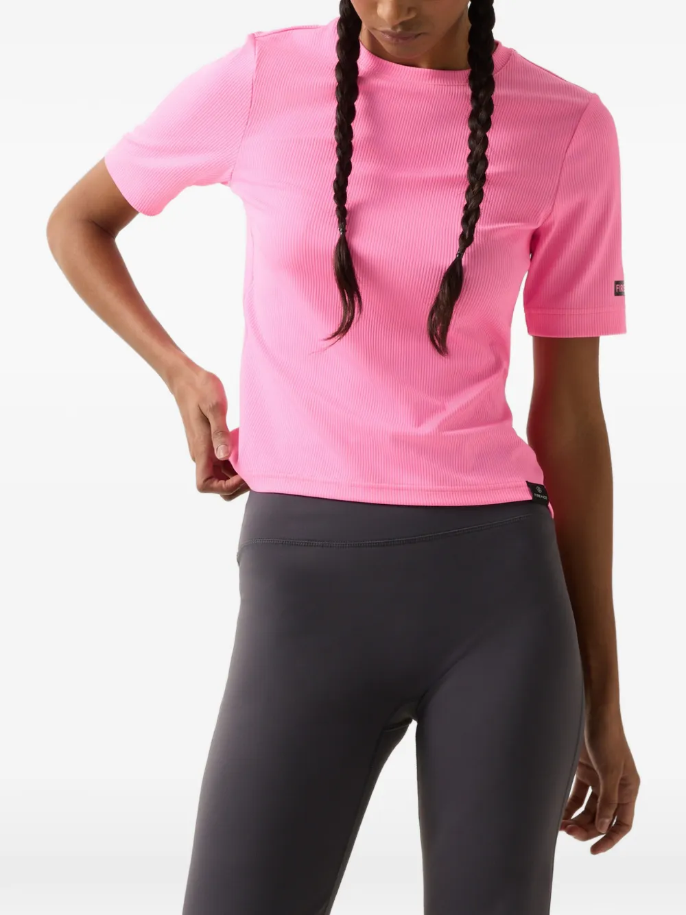 BOGNER FIRE+ICE Elke ribbed-knit T-shirt Roze