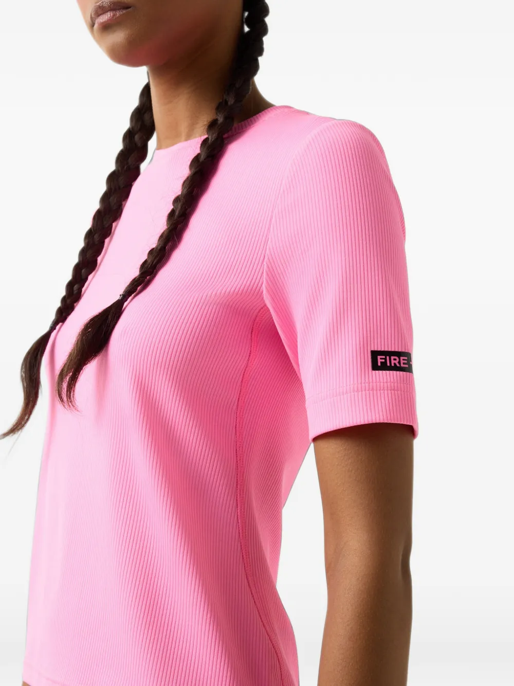 BOGNER FIRE+ICE Elke ribbed-knit T-shirt Roze
