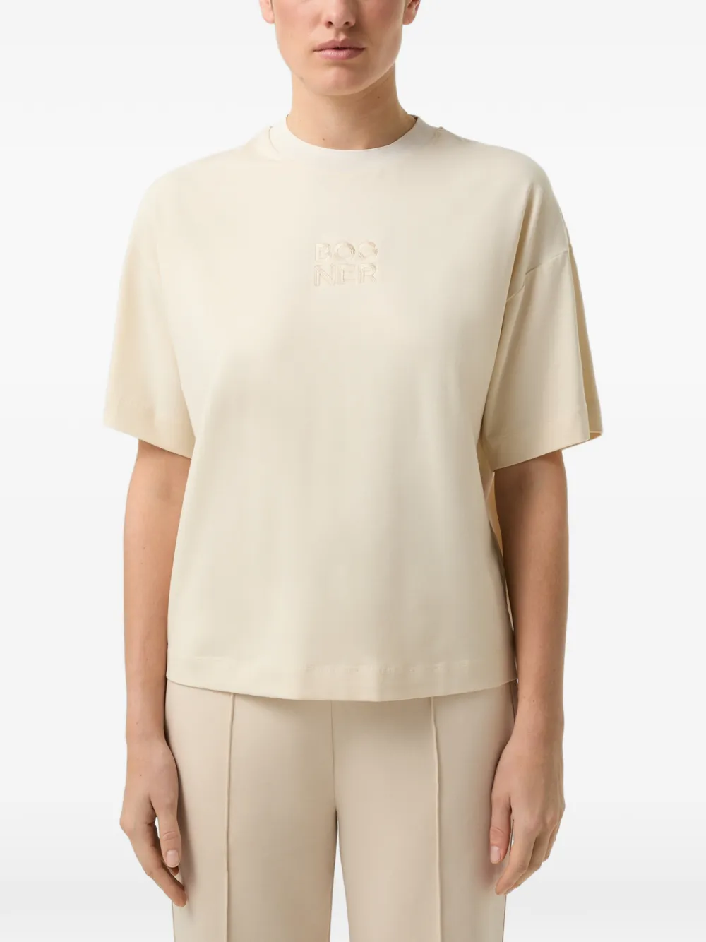 BOGNER Dayna logo-embroidered T-shirt Beige