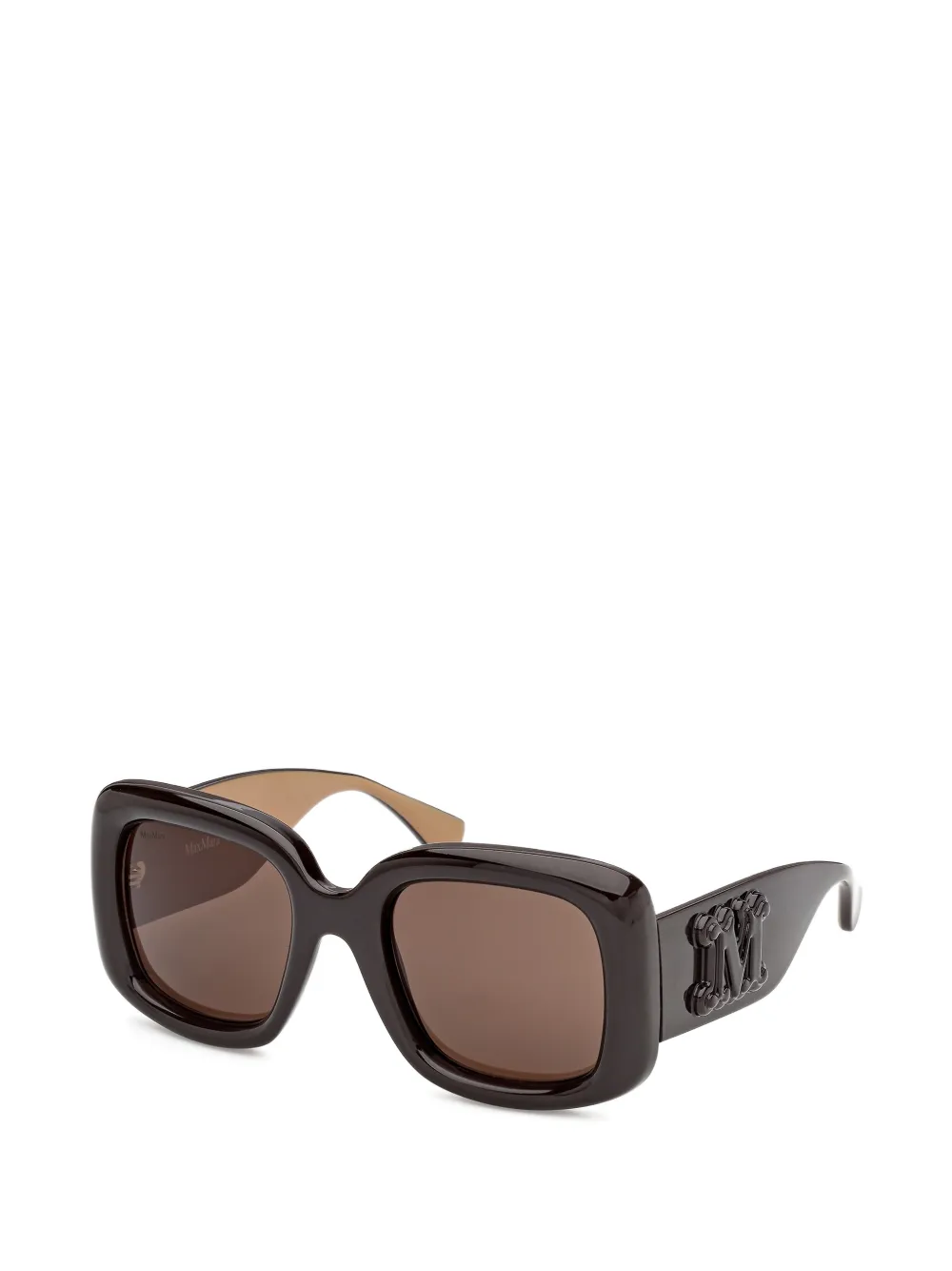 Max Mara Eyewear Zonnebril met vierkant montuur en logoplakkaat Bruin