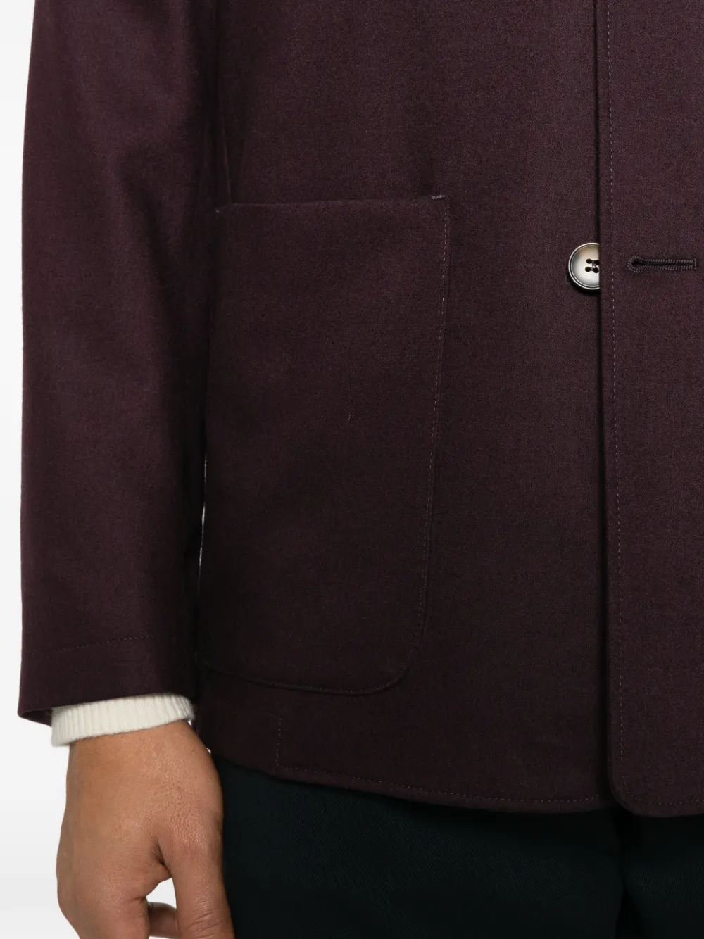 Canali button-up patch-pocket shirt jacket Paars