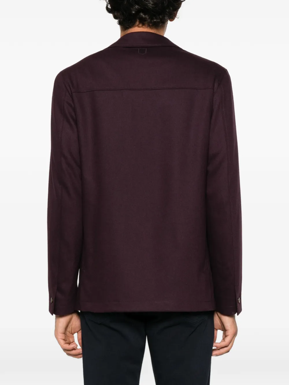 Canali button-up patch-pocket shirt jacket Paars