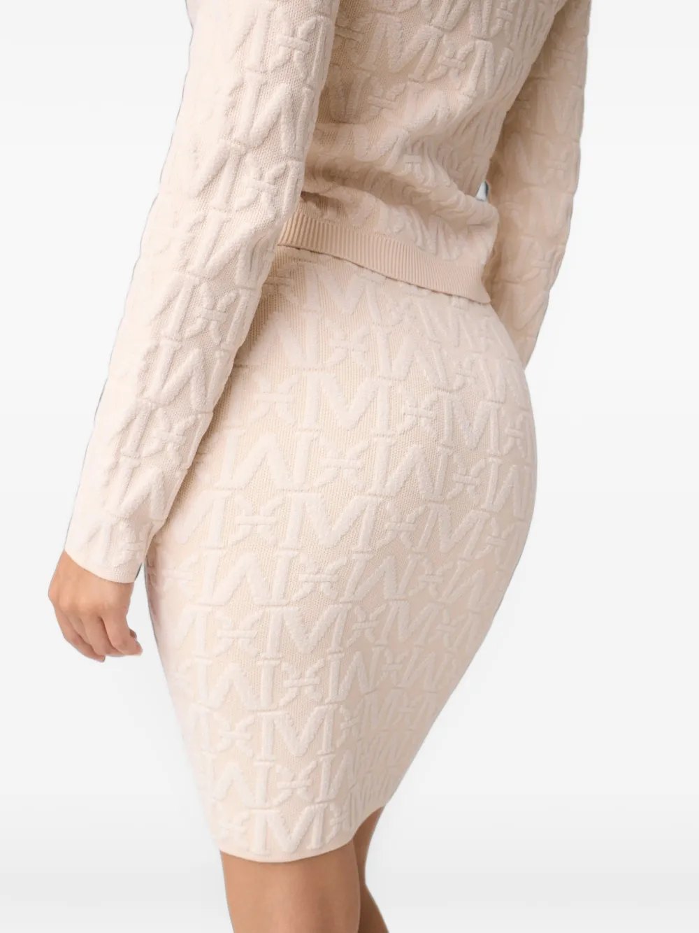 GUESS USA Naliya monogram pencil skirt Beige