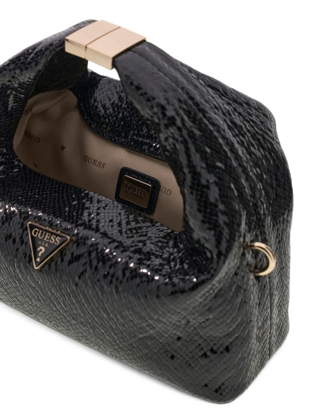 GUESS USA black Jewels top-handle pouch bag Zwart