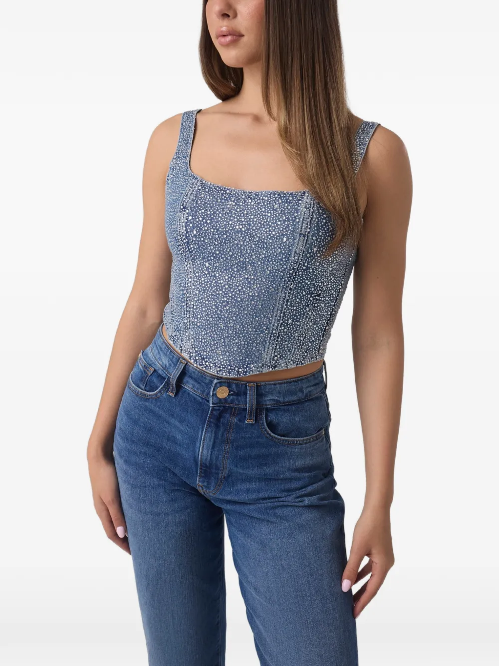 GUESS USA Rhinestones denim corset - Blu