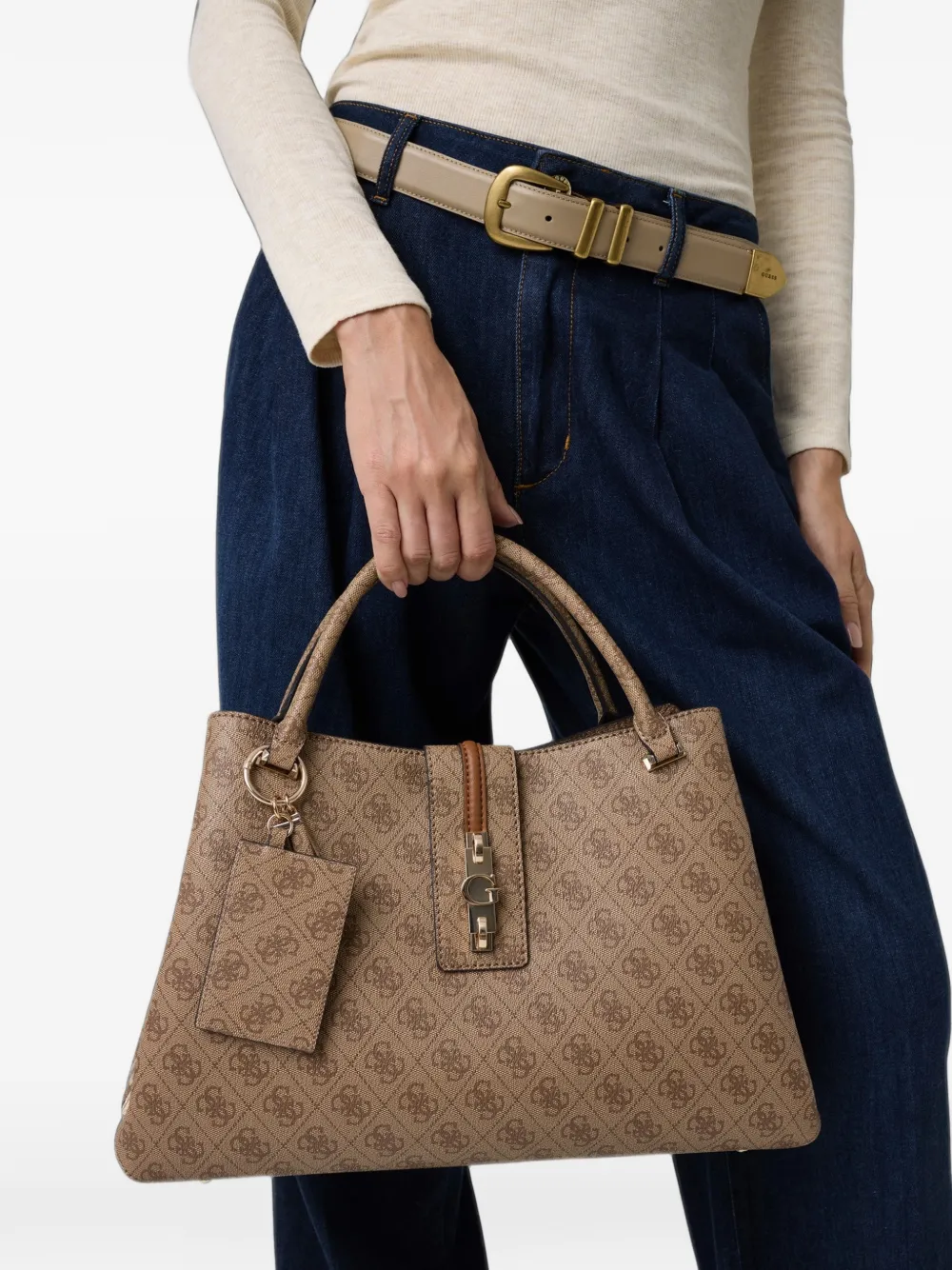 GUESS USA Yvonne logo tote bag Beige