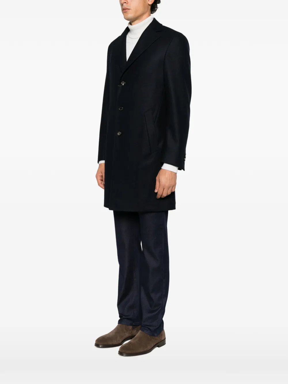 Canali single-breasted wool coat Blauw