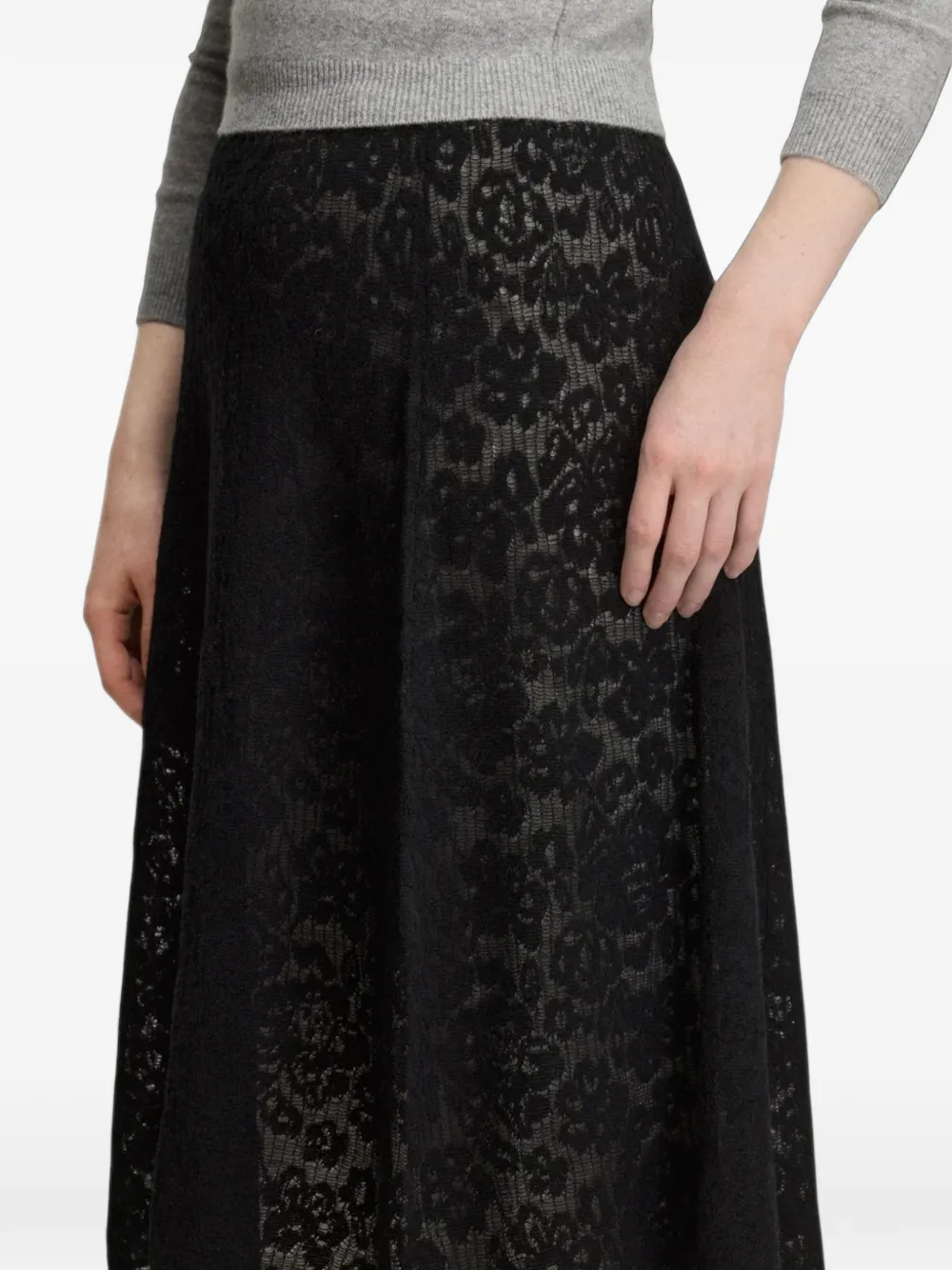 extreme cashmere Kelly lace midi skirt Zwart