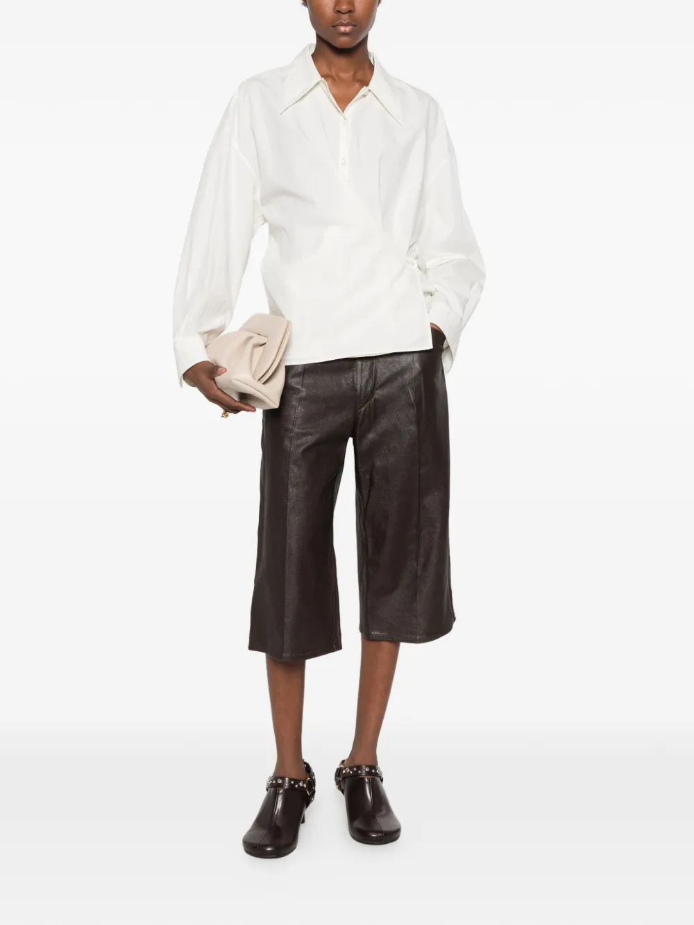 LEMAIRE Leren shorts Bruin