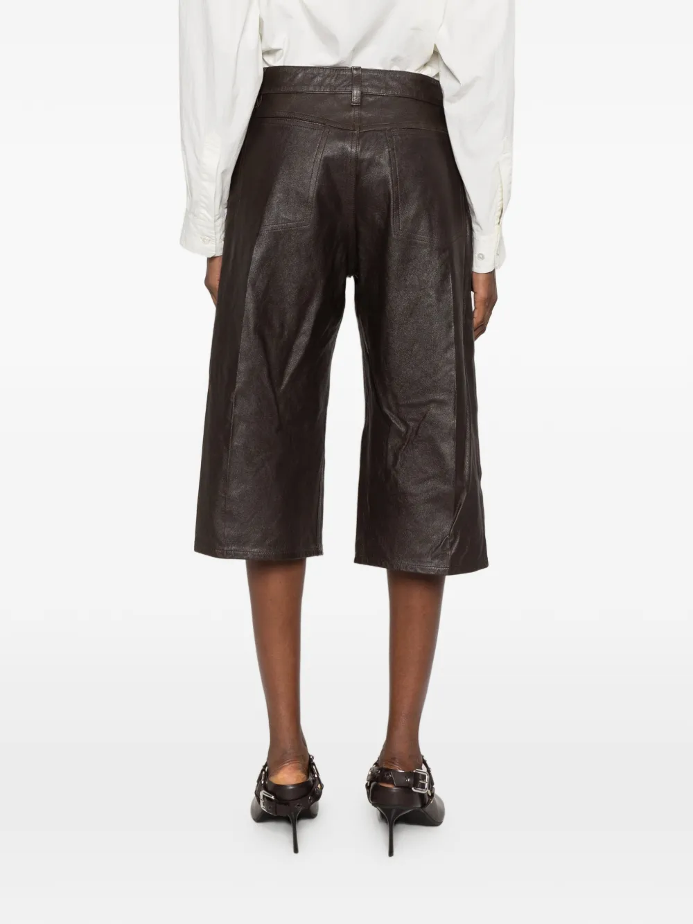LEMAIRE Leren shorts Bruin