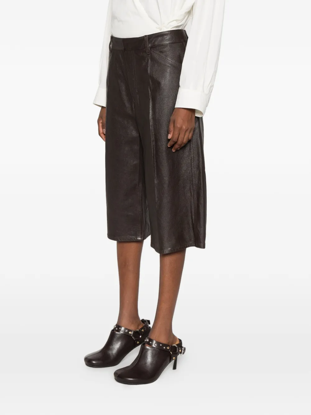 LEMAIRE Leren shorts Bruin