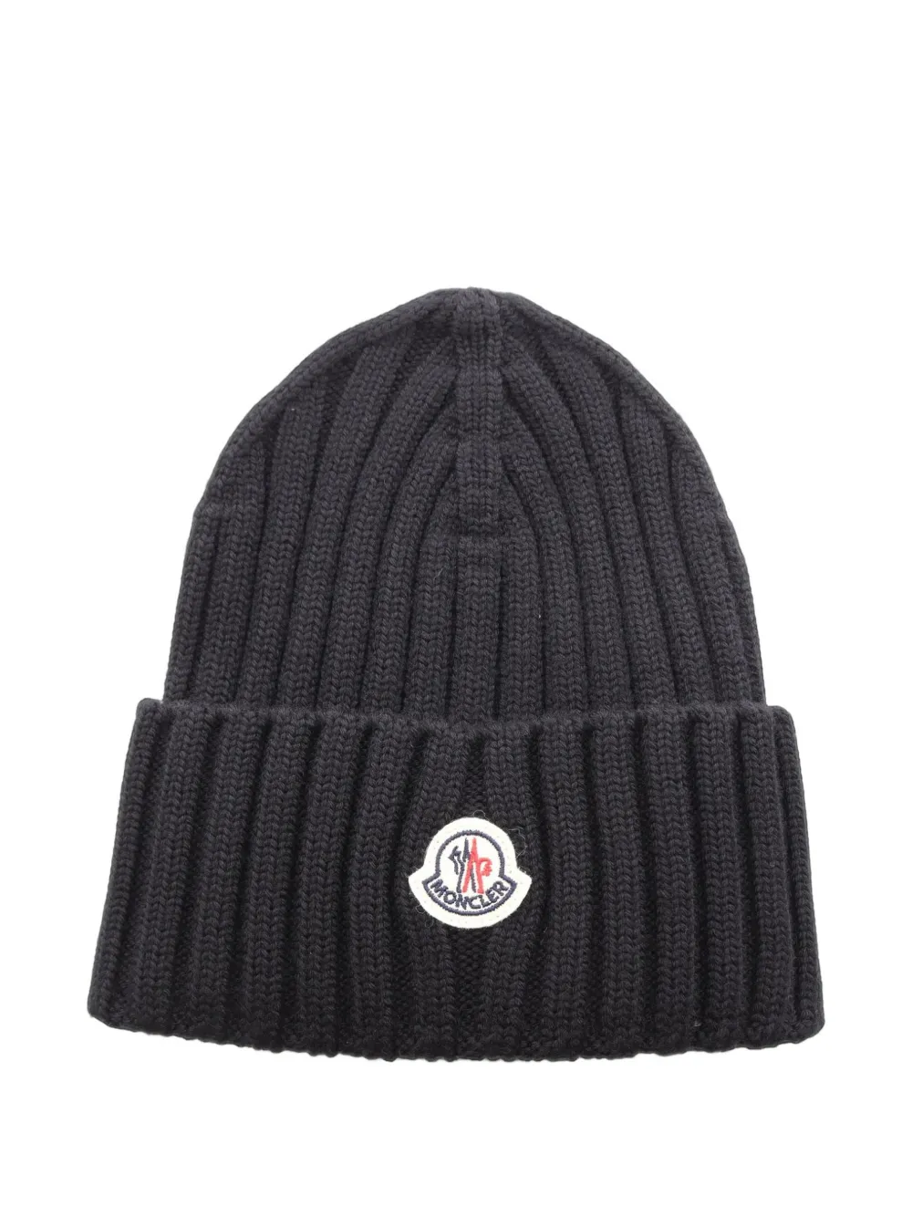 Moncler Vintage logo patch beanie hat in Black