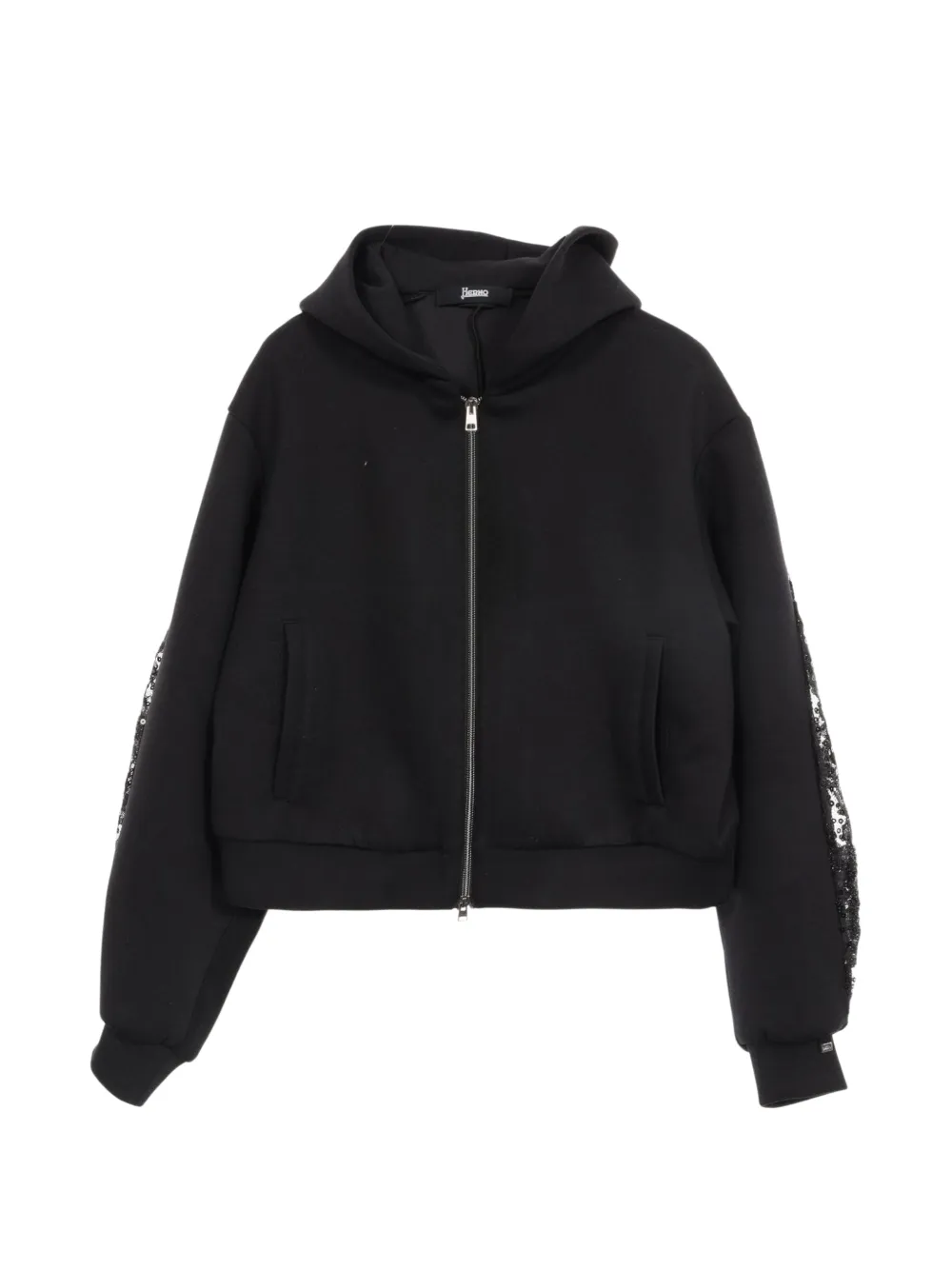 Herno 2020s sequin-embellished zip-up hoodie - Schwarz