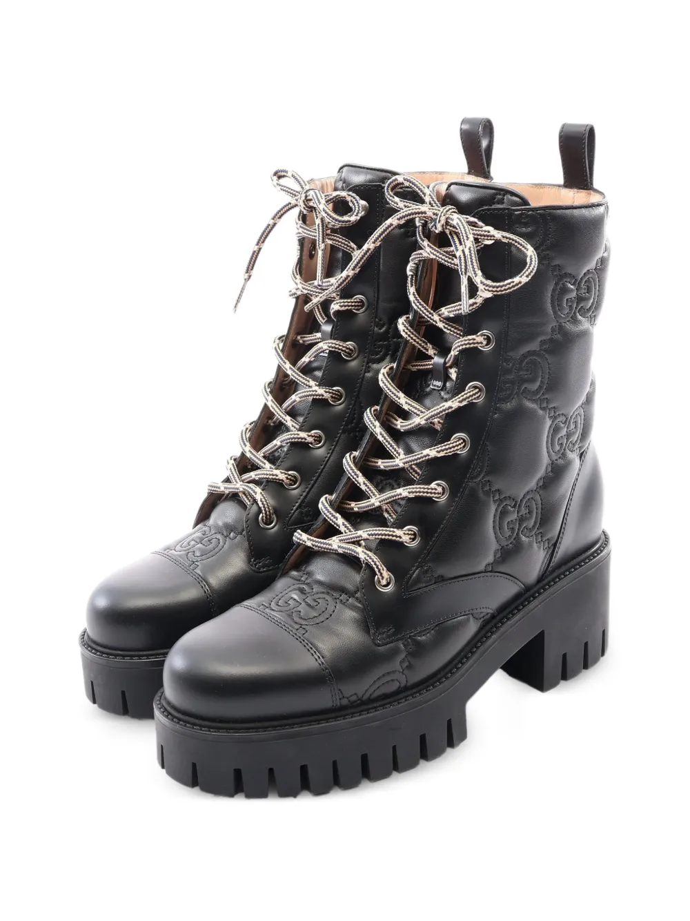 Gucci Pre-Owned 2020s GG matelassé lace-up combat boots - Schwarz