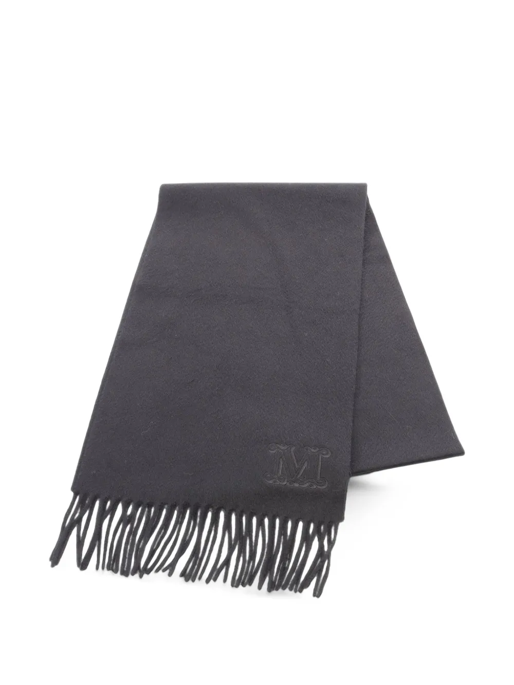 Max Mara 2020s monogram fringed scarf - Grigio