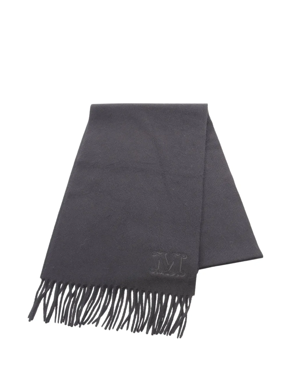 Max Mara 2020s monogram fringed scarf - Grigio