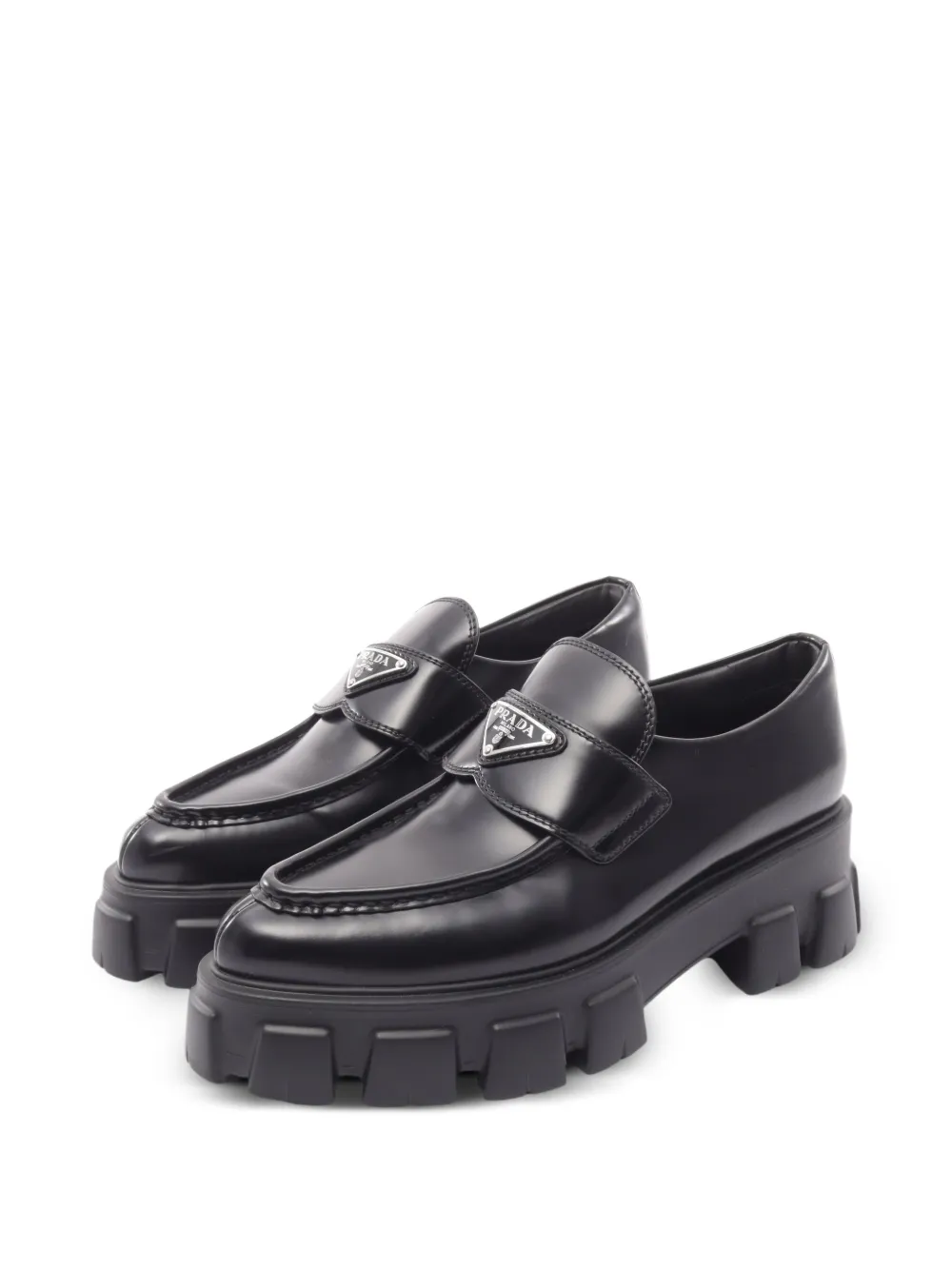 Prada Pre-Owned 2010s Monolith logo-plaque loafers - Schwarz