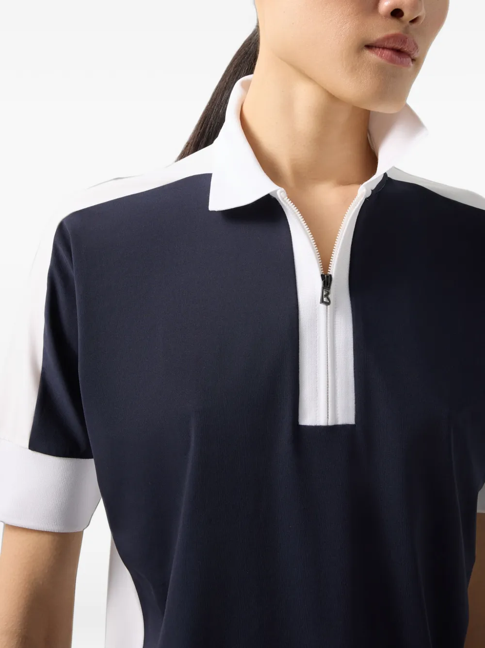 BOGNER Arabell zip-fastening polo-collar performance T-shirt Blauw
