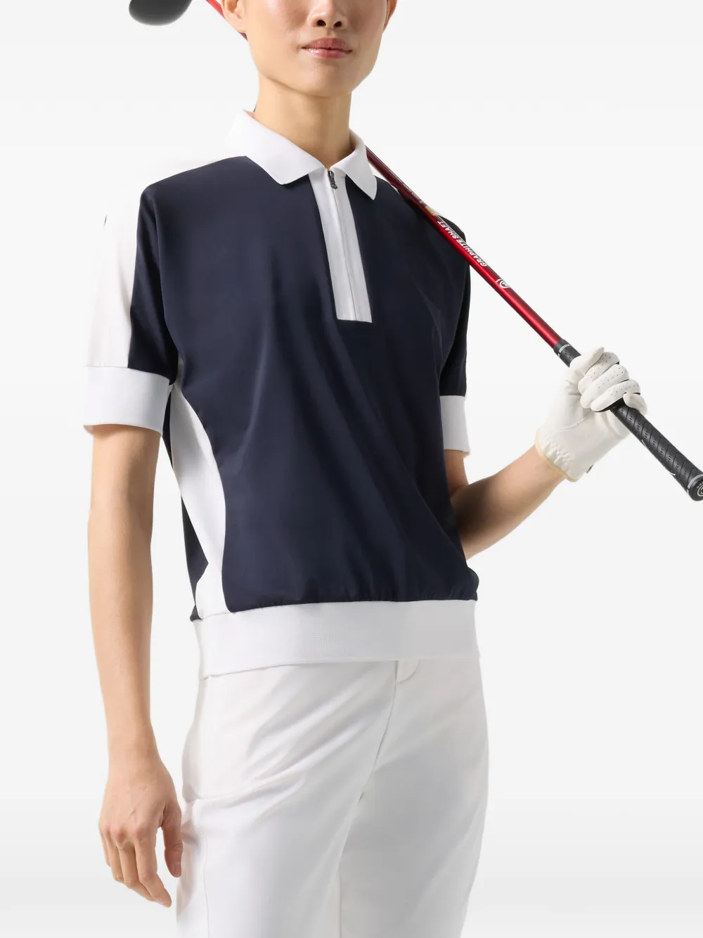 BOGNER Arabell zip-fastening polo-collar performance T-shirt Blauw