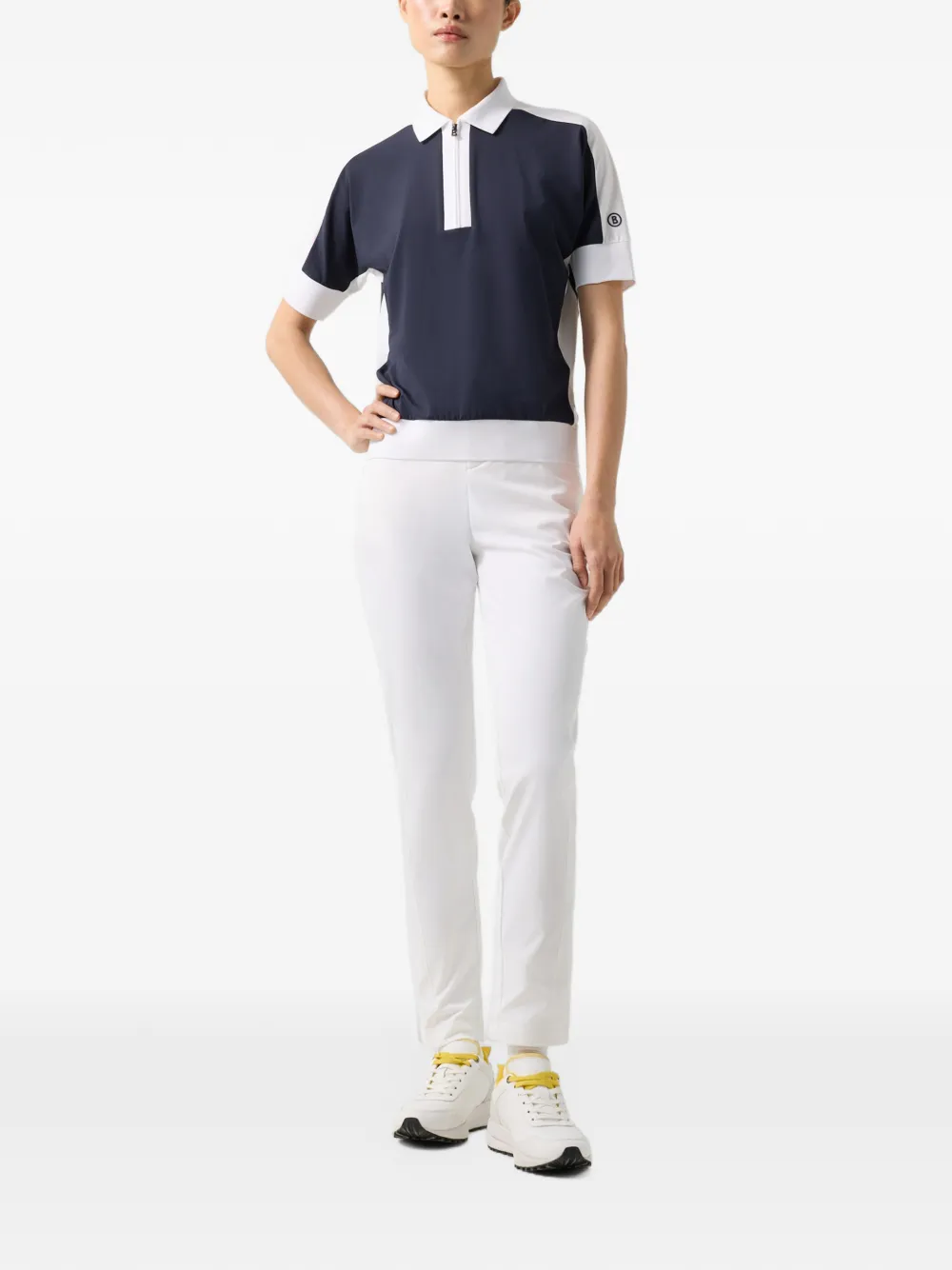 BOGNER Arabell zip-fastening polo-collar performance T-shirt Blauw