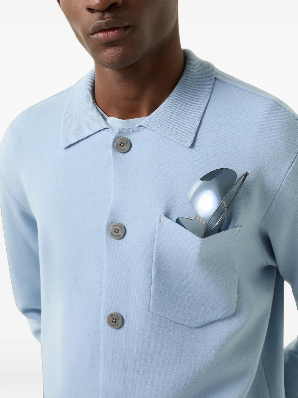 BOGNER Olaf polo-collar cardigan Blauw