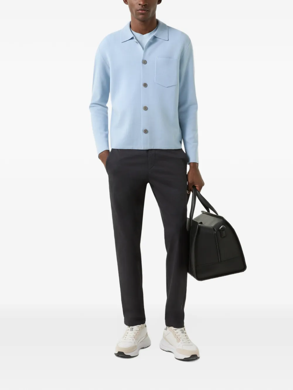 BOGNER Olaf polo-collar cardigan Blauw