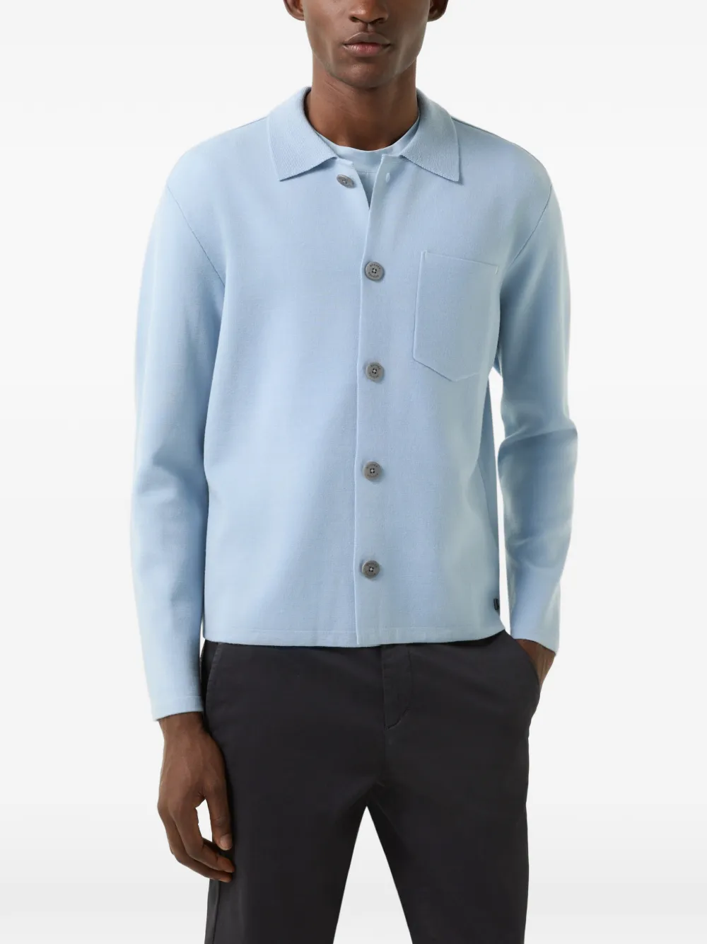 BOGNER Olaf polo-collar cardigan Blauw