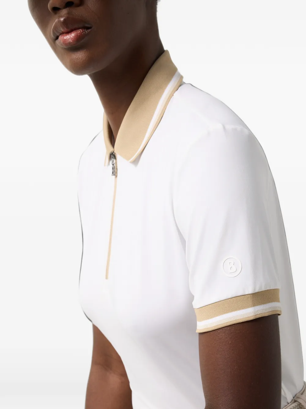BOGNER Laurina zip-fastening polo-collar performance T-shirt Wit