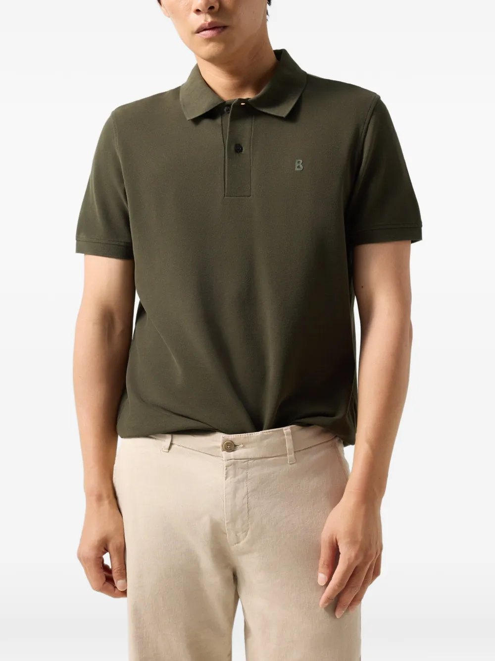 BOGNER Fion logo-print piqué polo shirt Groen