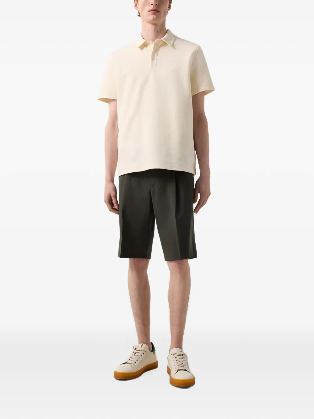 BOGNER Salvo chevron-stitch polo shirt Beige