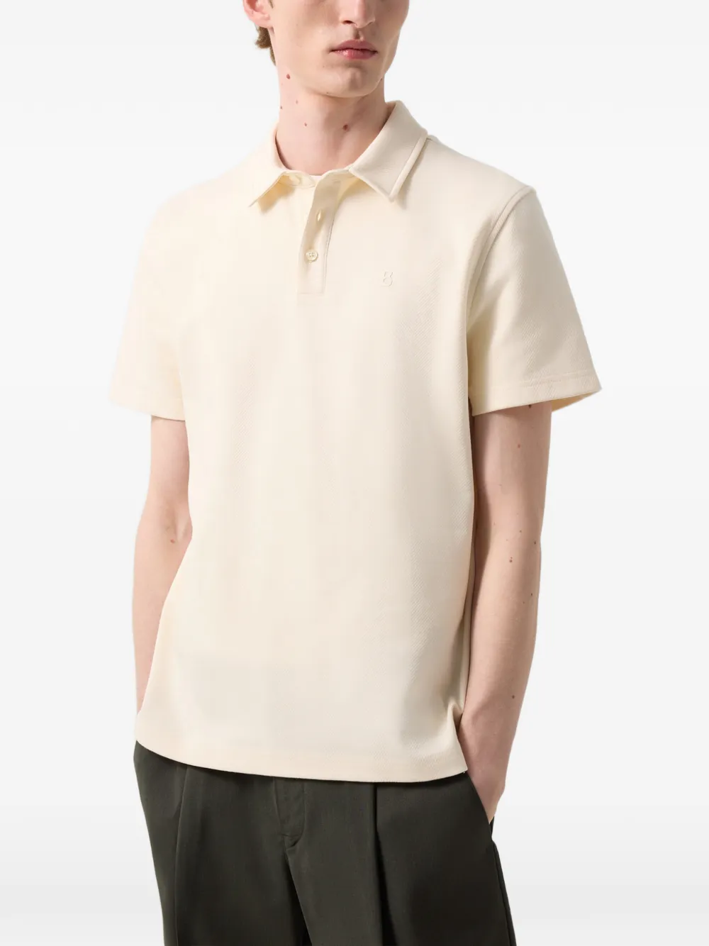 BOGNER Salvo chevron-stitch polo shirt Beige