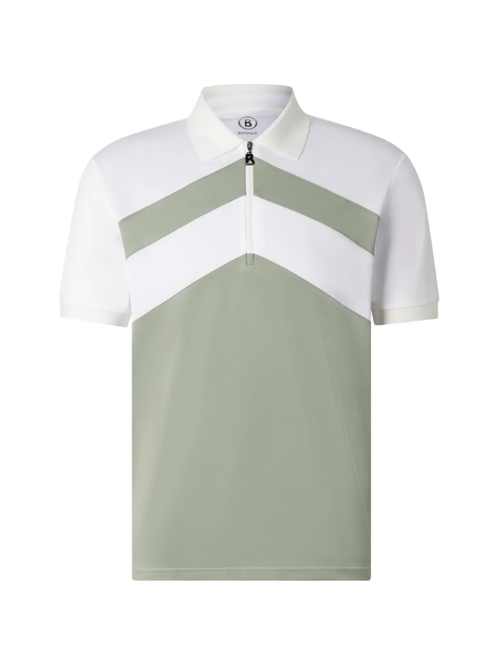 BOGNER Cuno colour-block zip-fastening polo shirt Groen