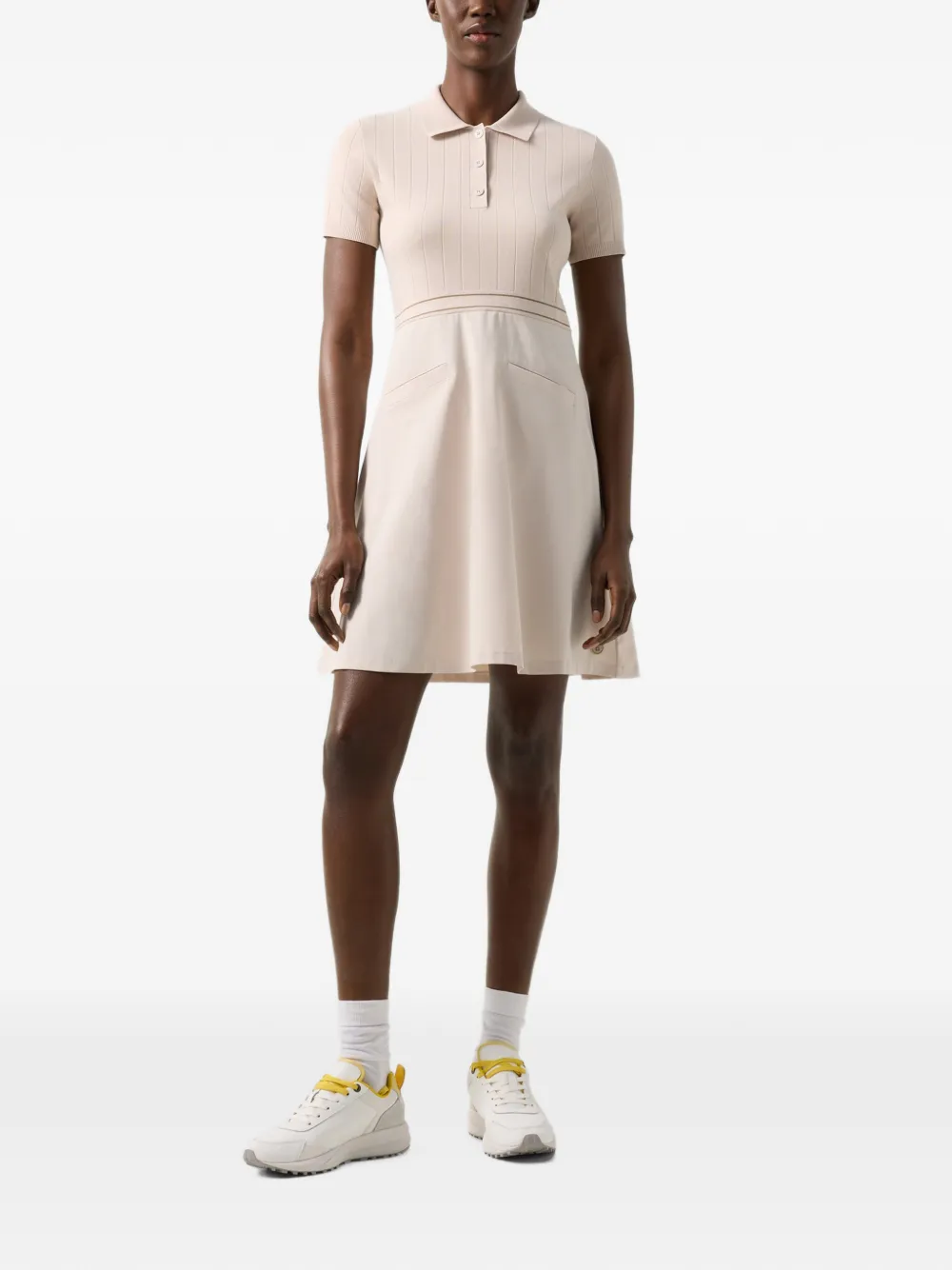 BOGNER Selin ribbed polo-collar mini dress (set of two) Beige