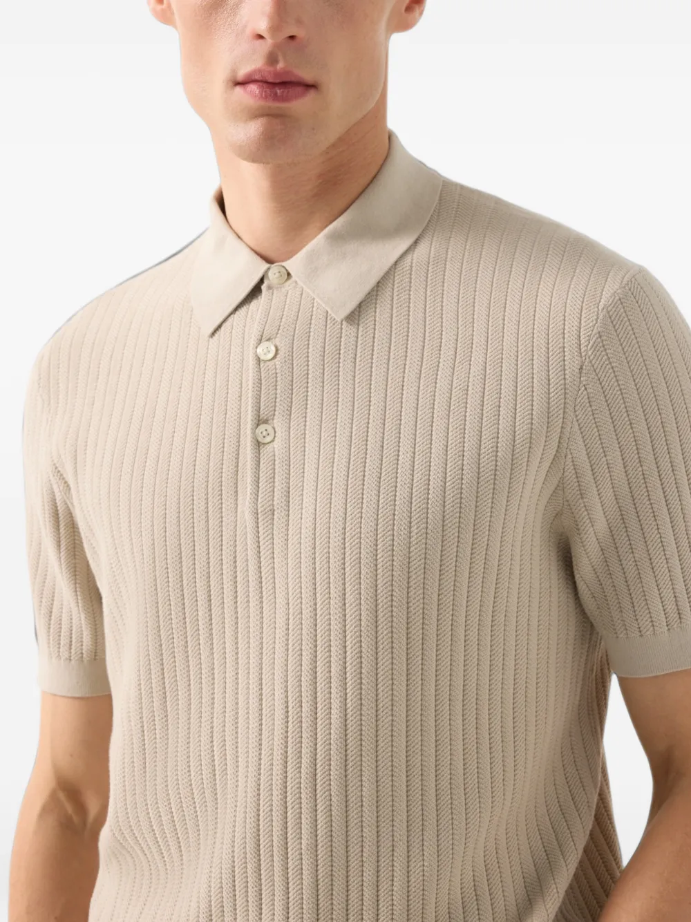 BOGNER Tobias textured-knit polo shirt Beige
