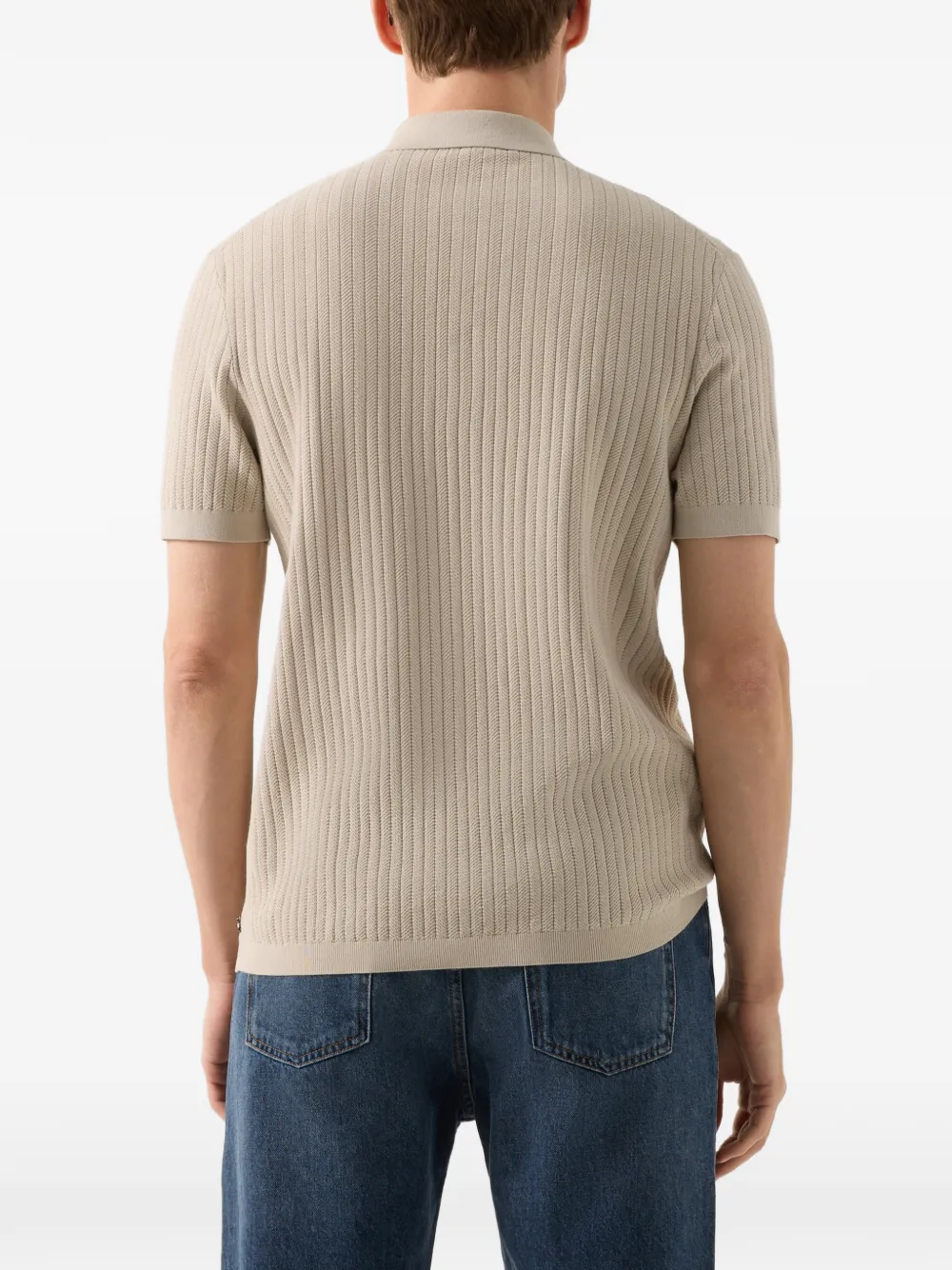 BOGNER Tobias textured-knit polo shirt Beige