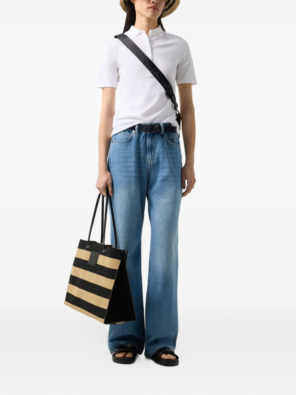 BOGNER Vaduz Maylin striped mesh tote bag Zwart