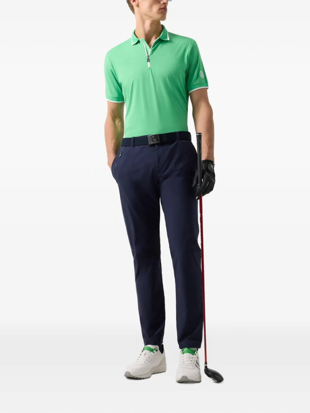BOGNER Cody zip-up polo-collar performance T-shirt Groen
