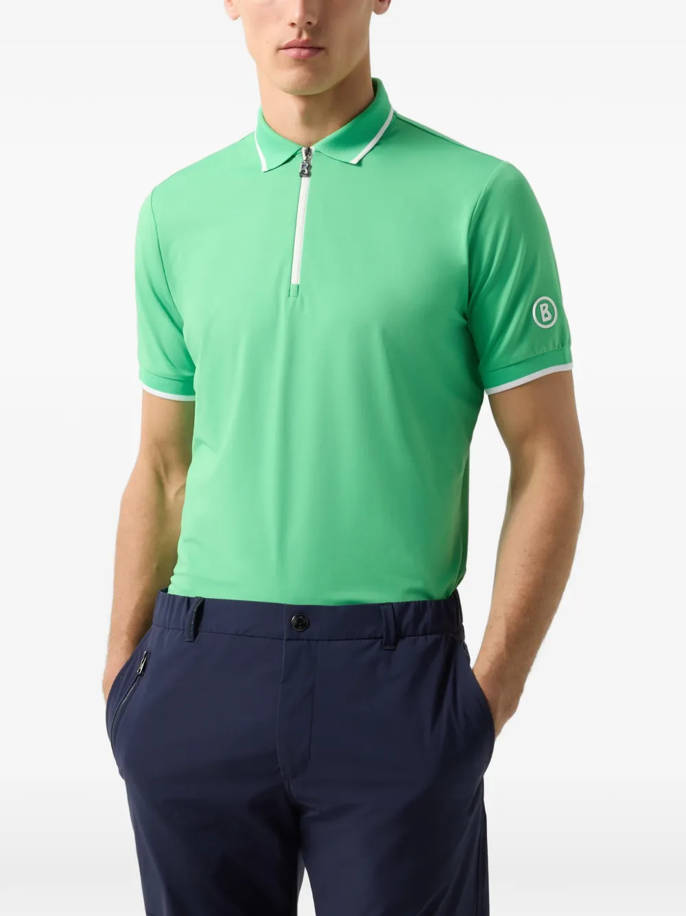 BOGNER Cody zip-up polo-collar performance T-shirt Groen