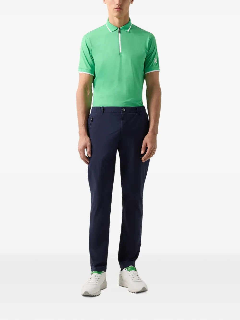 BOGNER Cody zip-up polo-collar performance T-shirt Groen