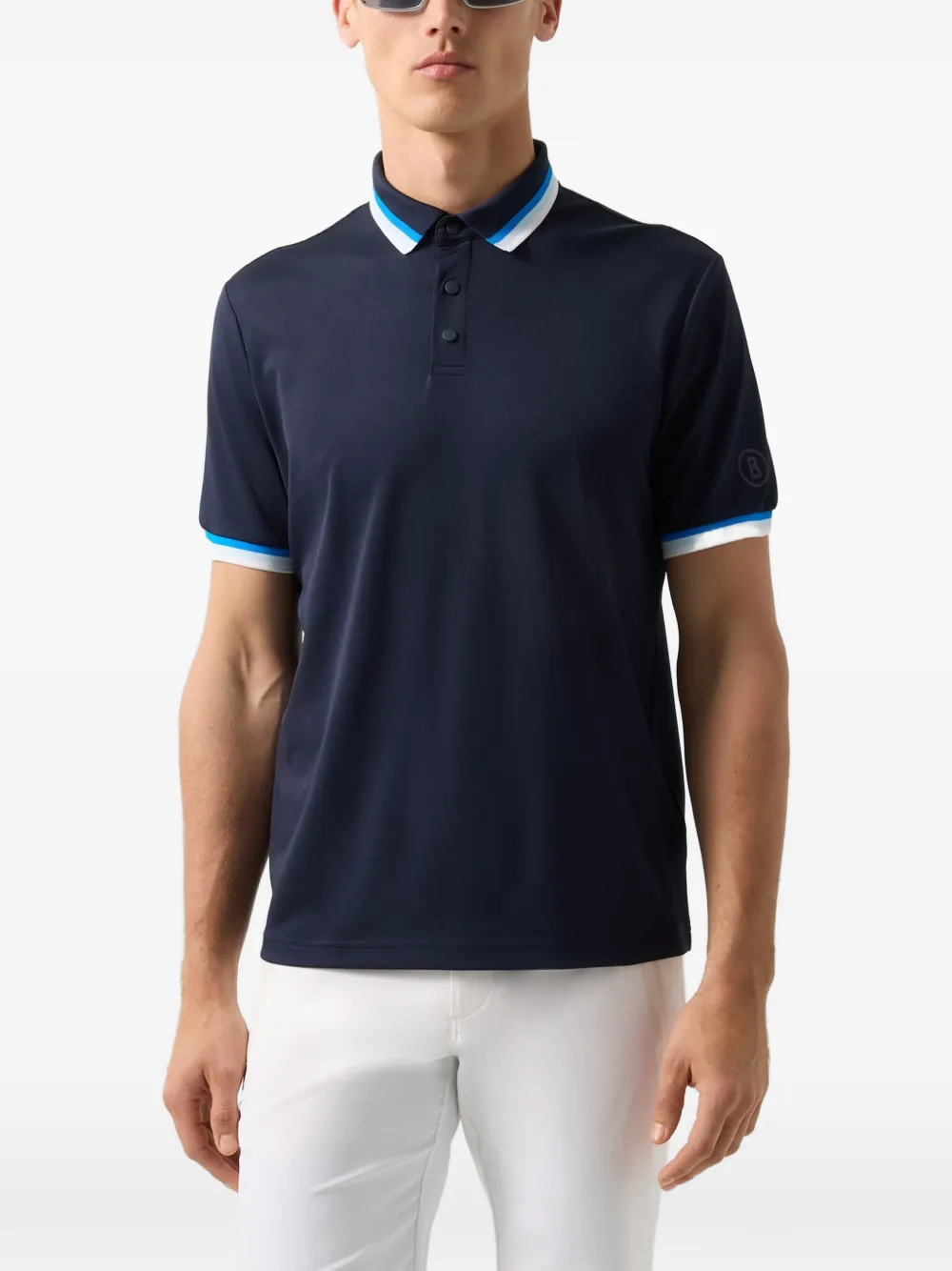 BOGNER Arik striped-trim polo shirt Blauw