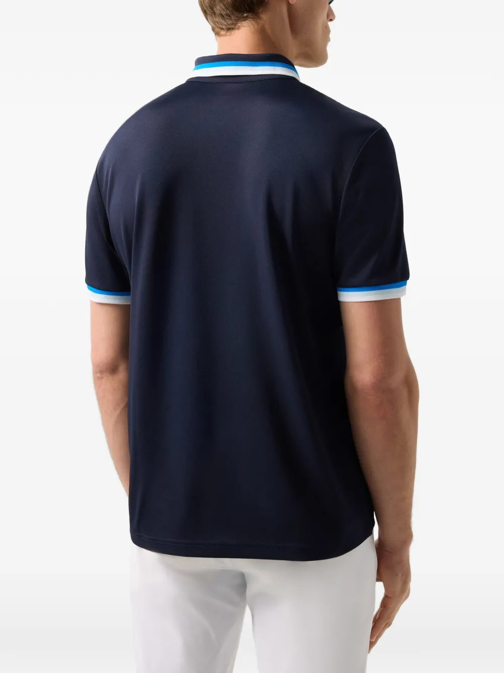 BOGNER Arik striped-trim polo shirt Blauw