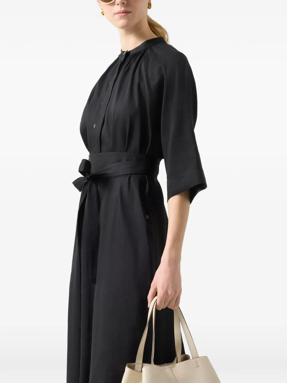 BOGNER Catelyn embroidered raglan-sleeve midi dress Zwart