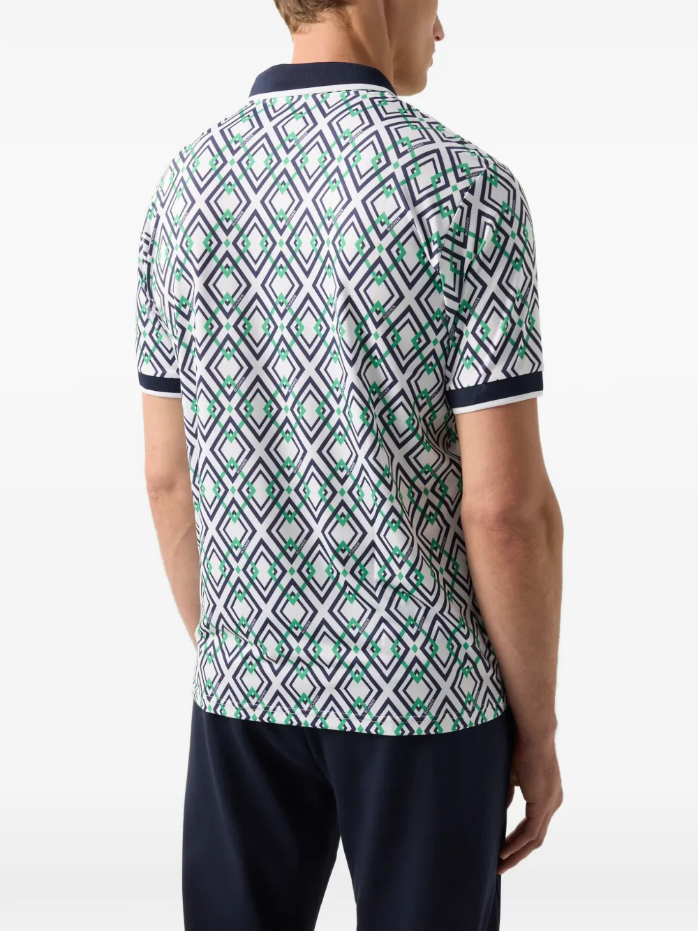 BOGNER Valentin geometric-print polo-collar performance T-shirt Blauw