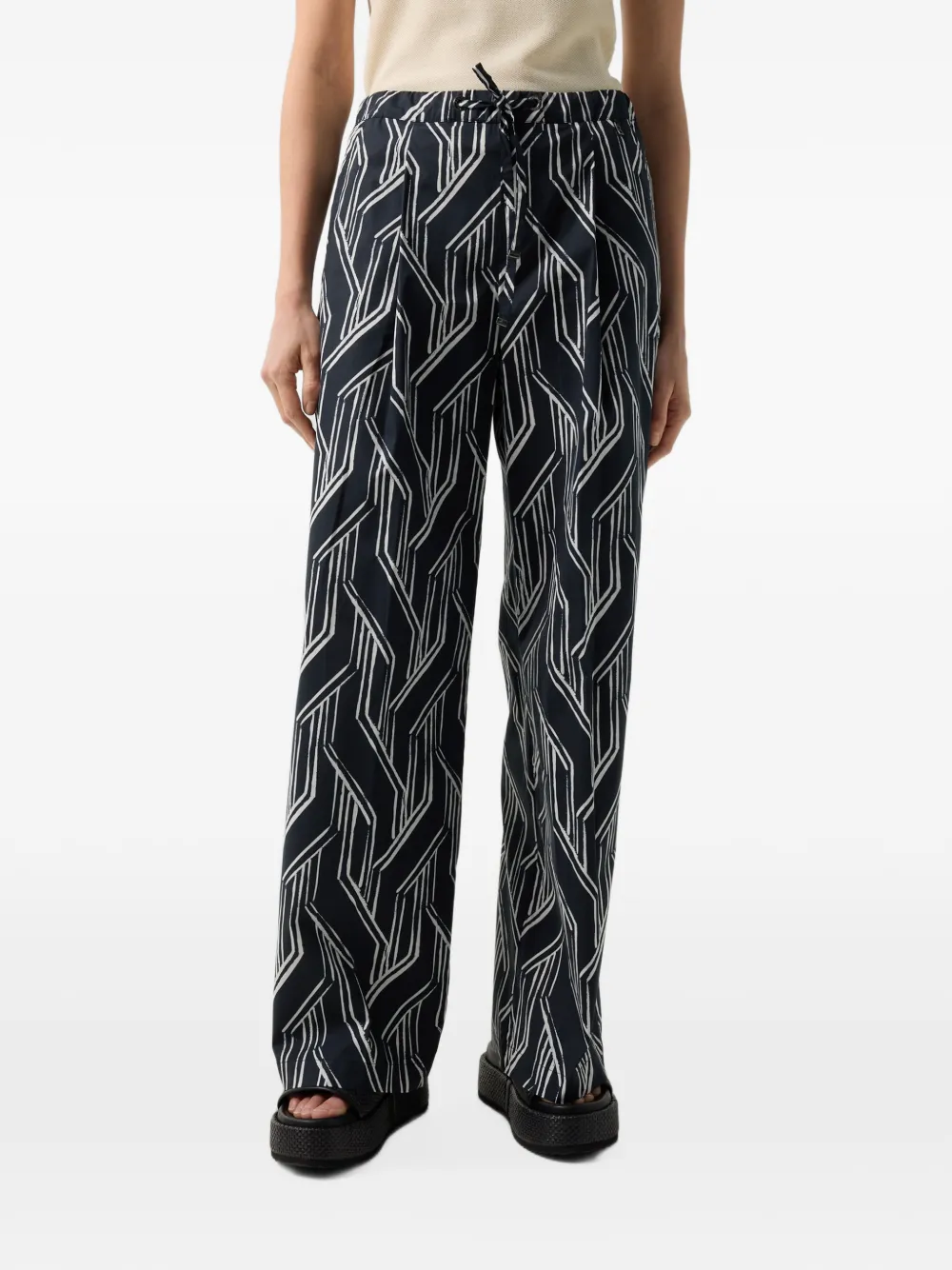BOGNER Gina graphic-print pleated trousers Blauw